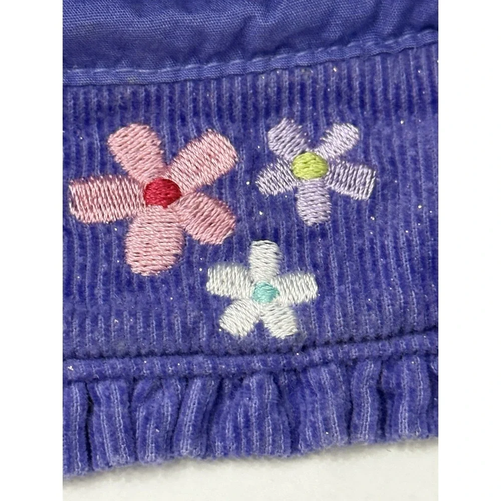 VTG Gymboree Purple Sparkle Glitter Bucket Hat Corduroy Flowers 2001 6-18 Months